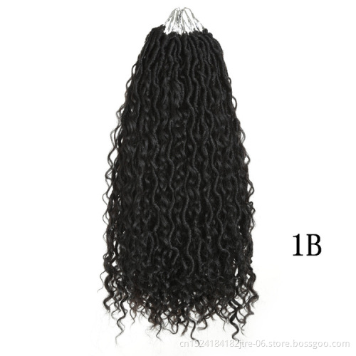 Ombre color 14 18 inch curly faux locs crochet hair extensions, river locs crochet goddess faux locs braid